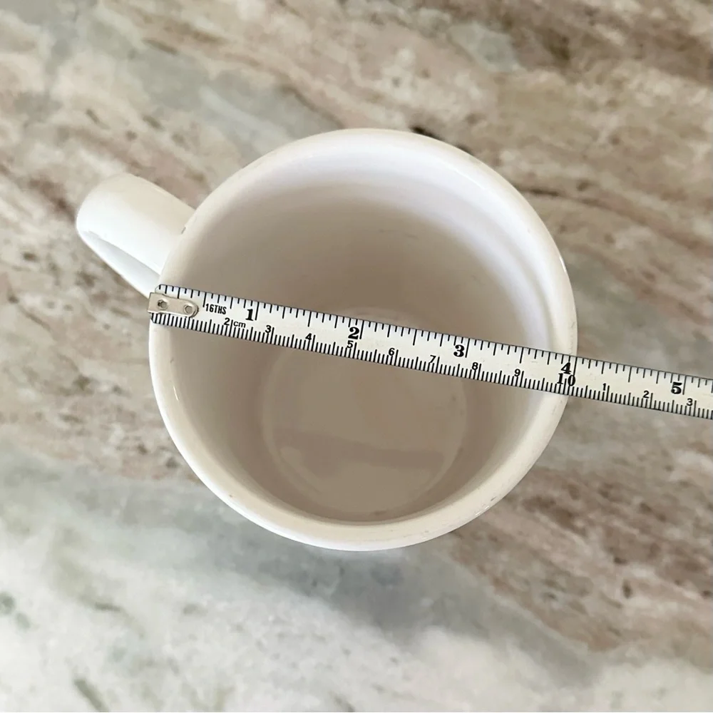 Pier 1 White and Grey Checkered Plaid Ironstone China Mug